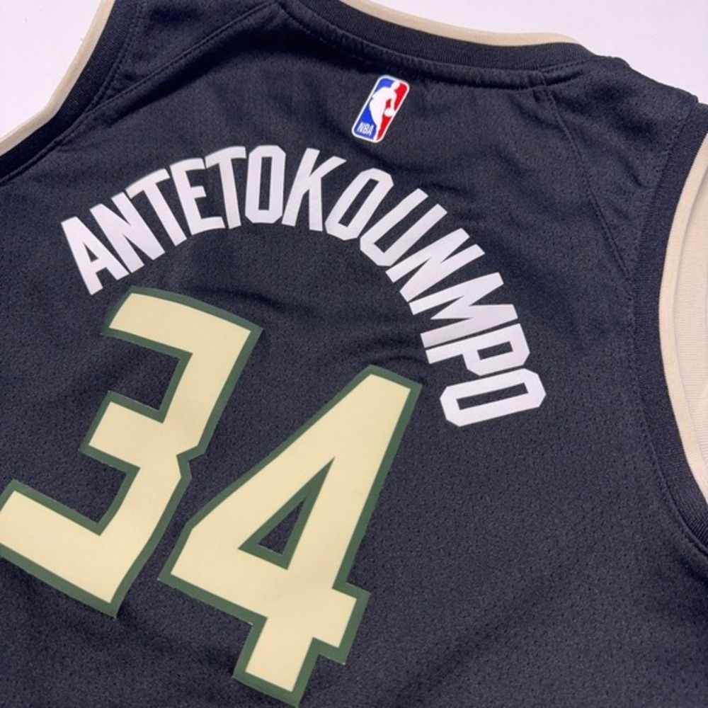 Jordan Milwaukee Bucks Giannis Antetokounmpo NBA Jersey Black Youth Size L Nike - Picture 9 of 9